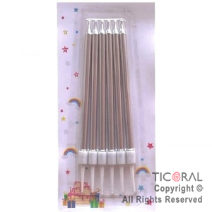 VELA BLISTER PLATA METALIZADO 9.5 CM x 6 UNIDADES